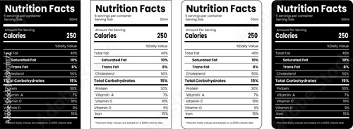 nutrition facts template, supplement facts, vitamin fact ,nutrition fact vector illustration.