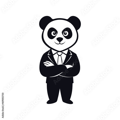 a confident young panda vector art