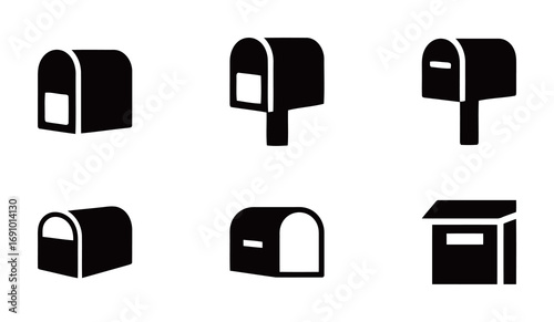 Mailbox vector icons set. Different shapes and styles of postboxes and mailboxes symbol collection for web and print design.