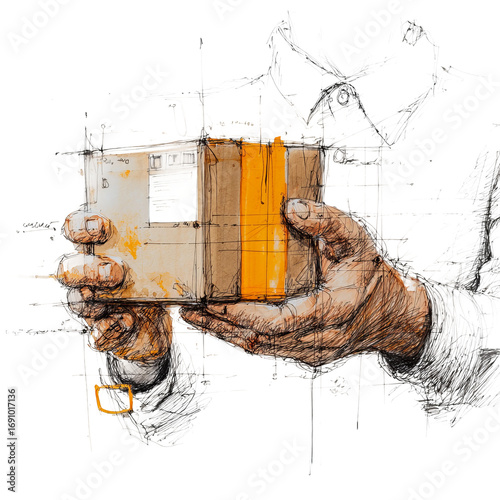 High-Resolution Product Concept Illustration of Cardboard Packaging
