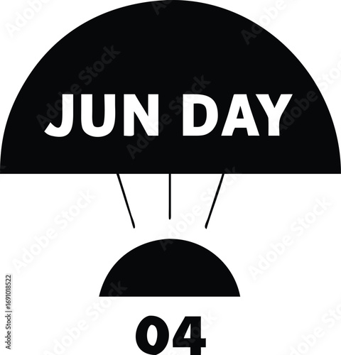 Dog silhouette with D Day commemoration symbol on white background remembrance