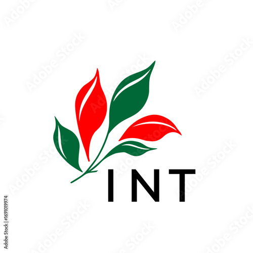 Modern Abstract Leaf Logo Design – Red and Green Nature-Inspired Brand Icon, INT Later Logo, 
