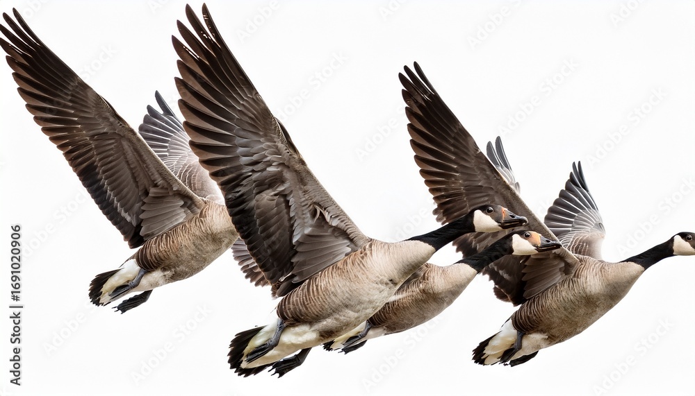 Obraz premium flying geese isolated on a white background