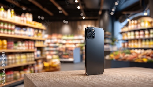 Smartphone in a grocery store