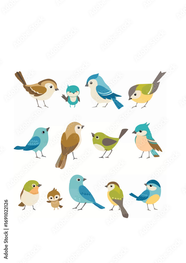 Naklejka premium Little birds.ai