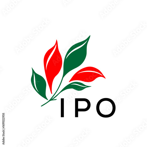 Modern Abstract Leaf Logo Design – Red and Green Nature-Inspired Brand Icon, IPO Later Logo, 
