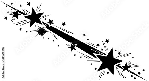 Vector art of shooting star graphic with sparkles