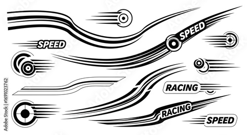 Vector art of speed and racing graphic elements and abstract lines