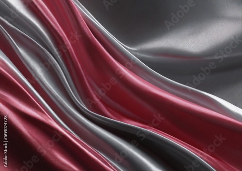 Luxurious drapes of flowing silk in shades of red and gray