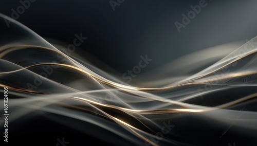 Abstract design with flowing golden lines on a dark background
