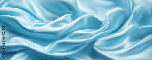 Light blue silk fabric with elegant folds