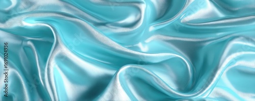A light teal/turquoise silk fabric texture with soft folds