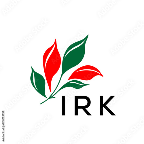 Modern Abstract Leaf Logo Design – Red and Green Nature-Inspired Brand Icon, IRK Later Logo, 
