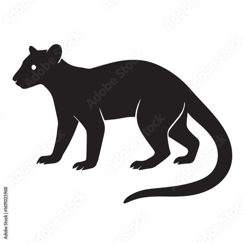 Vector art of silhouette of a black quoll, standing sideways