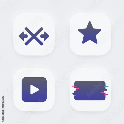 Minimalist Flat Vector Icons: Crossfade, Transition, Dissolve, and Glitch Effects for Video Editing and Digital Media