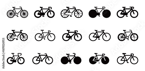 Bicycle Vector Icons, A Collection of Different Bike Symbols for Sport, Transportation, and Hobby