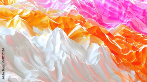 Abstract Colorful Digital Landscape with Vibrant Pink Orange White Hues