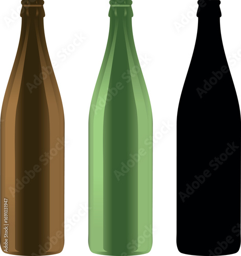 Leere Bierflasche – Vektorillustration, Symbol, Icon, Alkohol, Recycling und Getränke