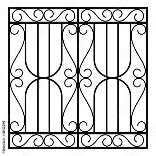 Ornate Black Metal Gate Design Wrought Iron Window Grill