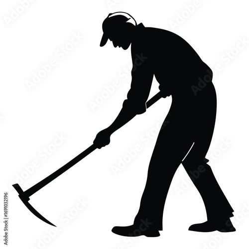 Person sharpening scythe