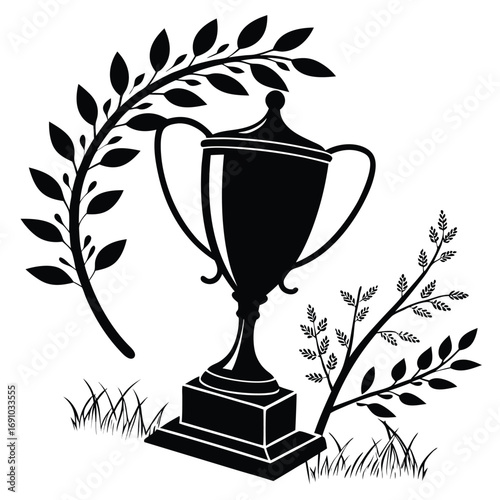 Black Trophy Cup Silhouette Vector Set | Champion Prize Icon Collection