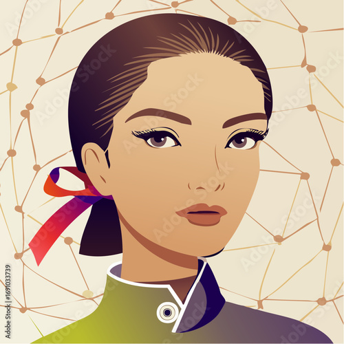 korean hanbok ponytail badge for cushion foundation and brow gel
