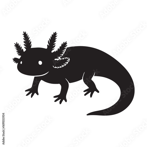 Vector art of silhouette of an axolotl, a cute amphibian