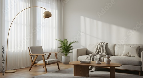 Modern Living Room Interior with Natural Light and Minimalist Furniture