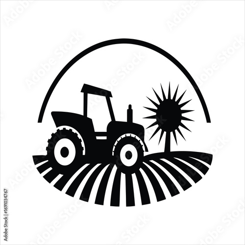 Farm Tractor Silhouette Vector Illustration
