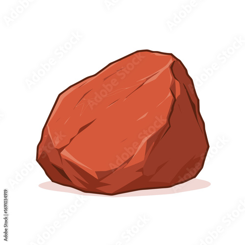 Cartoon Style ReddishBrown Rock with Cracks and Shadows.