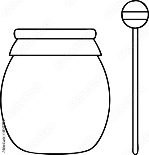 Minimalist line art illustration of a glass jar with lid container kitchen food storage