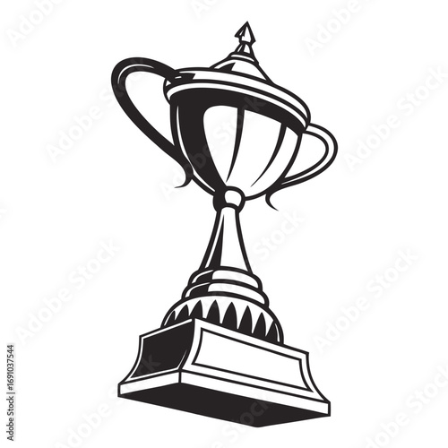 Black Trophy Cup Silhouette Vector Set | Champion Prize Icon Collection