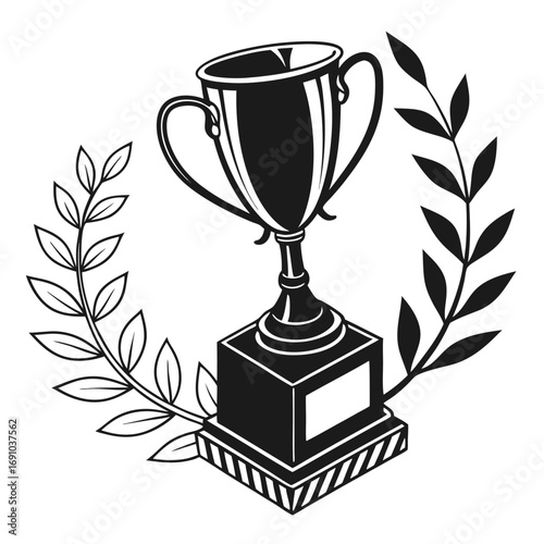 Black Trophy Cup Silhouette Vector Set | Champion Prize Icon Collection