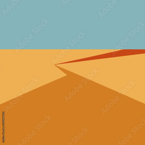 Minimalist desert landscape with abstract dunes under a clear sky vector art
