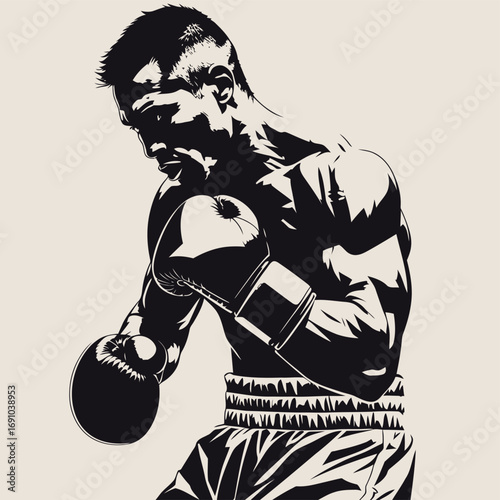 boxer silhouette vector