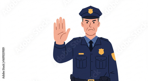 police officer in blue uniform, hand up clip art preview