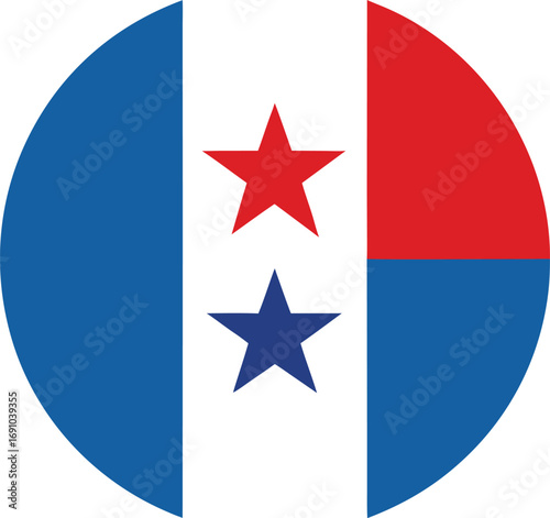 Free Download panama national flag round icon with stars on transparent background png - GFXLoad