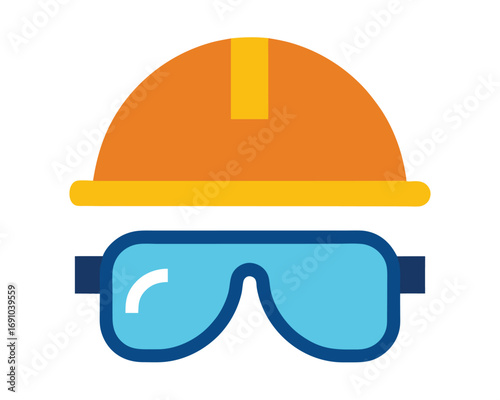 Safety Gear Icon Hard Hat and Goggles
