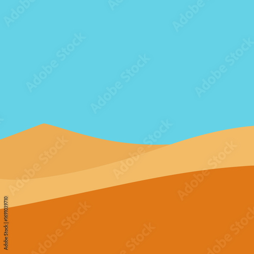 Vast desert dunes landscape with clear blue sky vector illustration