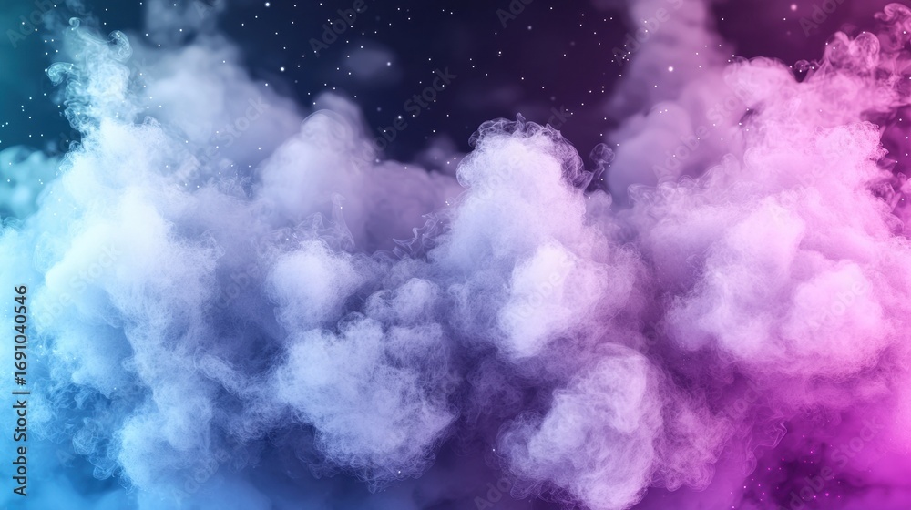 Fototapeta premium Particle Colorful mist with scattered floating particles creating a mysterious ambiance.