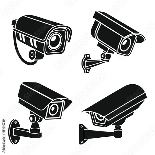 Modern Surveillance Camera Icons | CCTV Security System Vector Pack