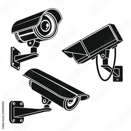 Modern Surveillance Camera Icons | CCTV Security System Vector Pack