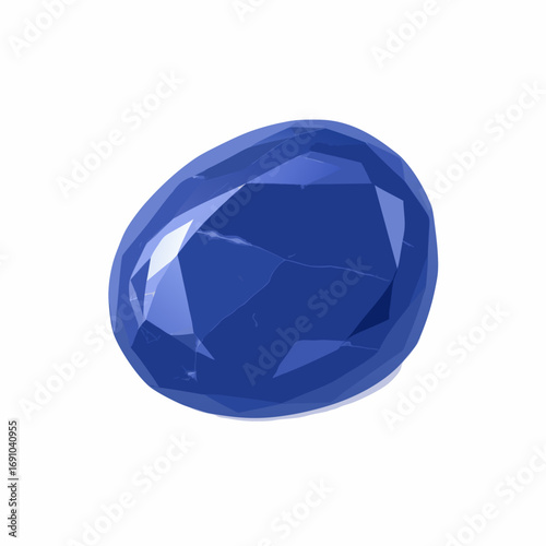 Faceted Deep Blue Gemstone with Subtle Internal Fractures.