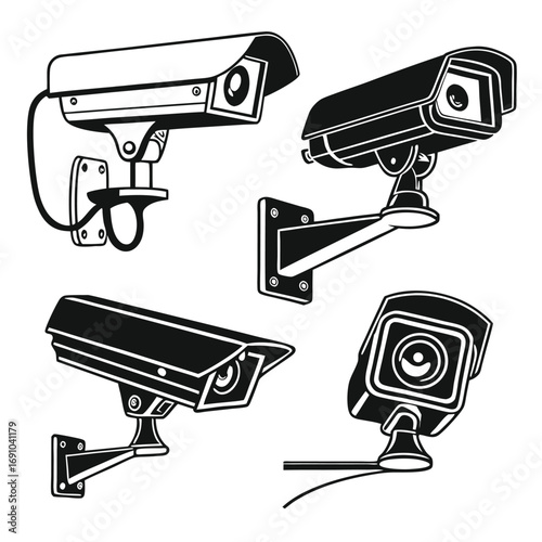 Modern Surveillance Camera Icons | CCTV Security System Vector Pack