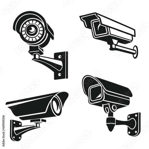 Modern Surveillance Camera Icons | CCTV Security System Vector Pack