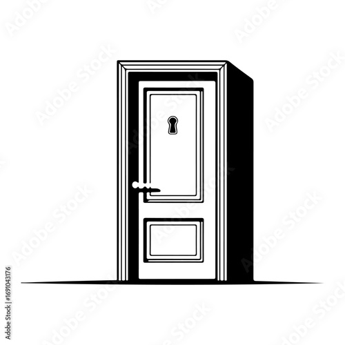 Classic white interior door with panel design and silhouette symbol ready for opportunity and access vector