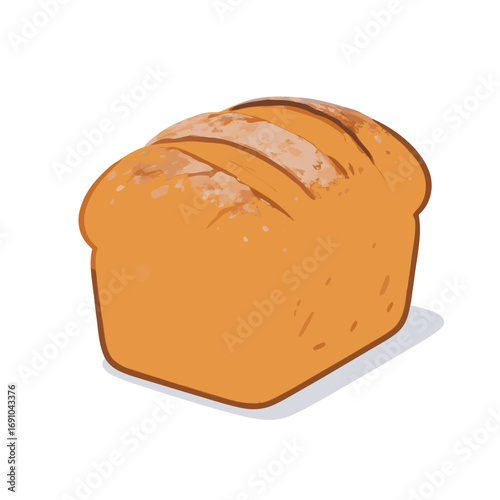 Loaf of Bread with Golden Crust and Sliced Top.