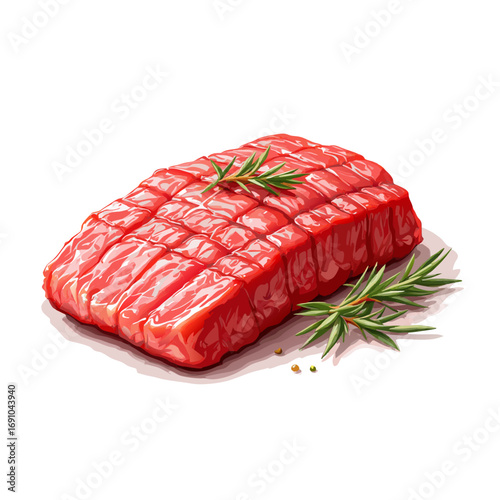 Raw Beef Roast with Rosemary and Peppercorns Ready for Cooking.