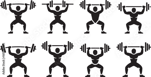Weightlifting Icons: Diverse Poses of Athletes Lifting Barbells