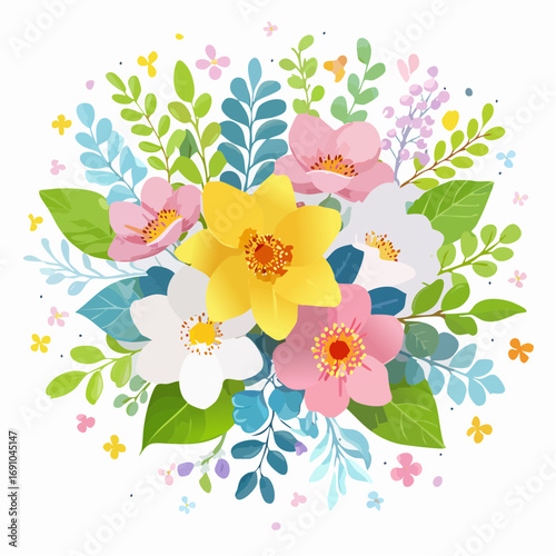 Ein frühlingshafter Blumenstrauß mit zarten Blüten